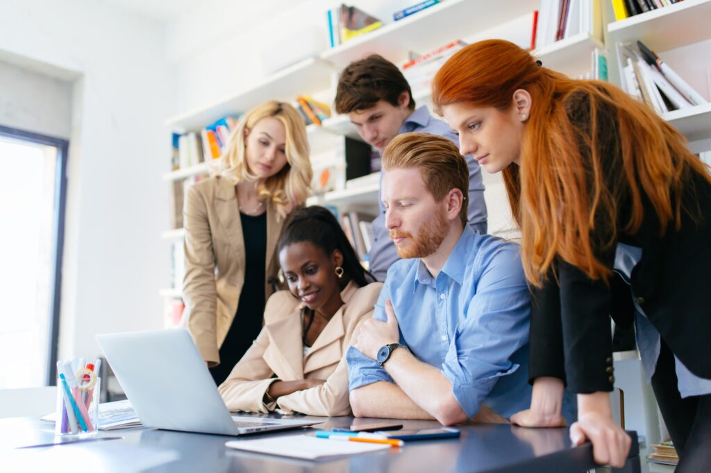 Business coworkers consulting in office
